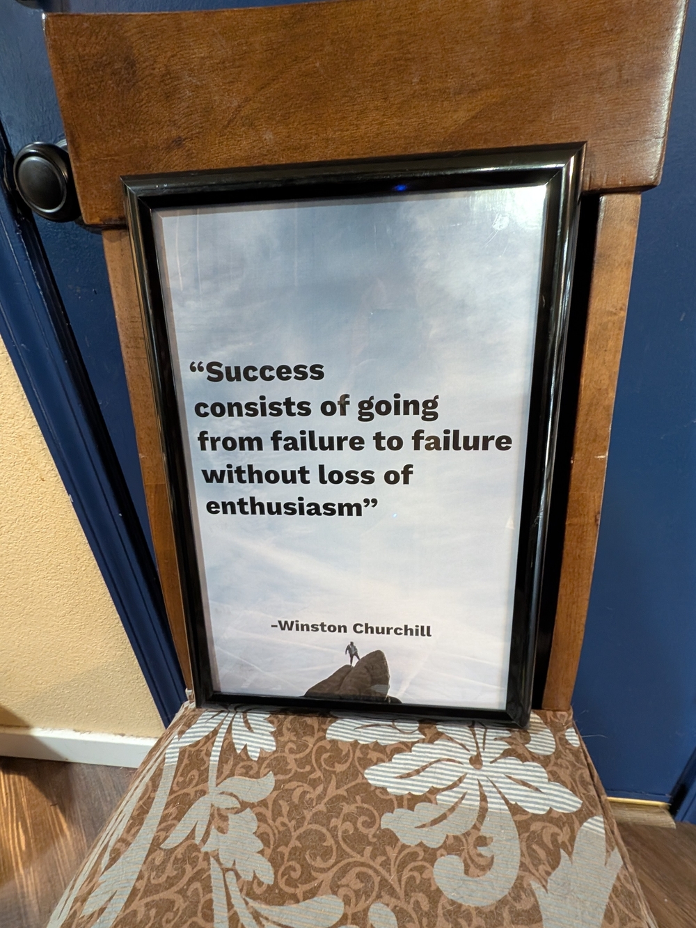 Winston Churchill Quote Motivational Framed Wall Art 13 x 19 Office Decor